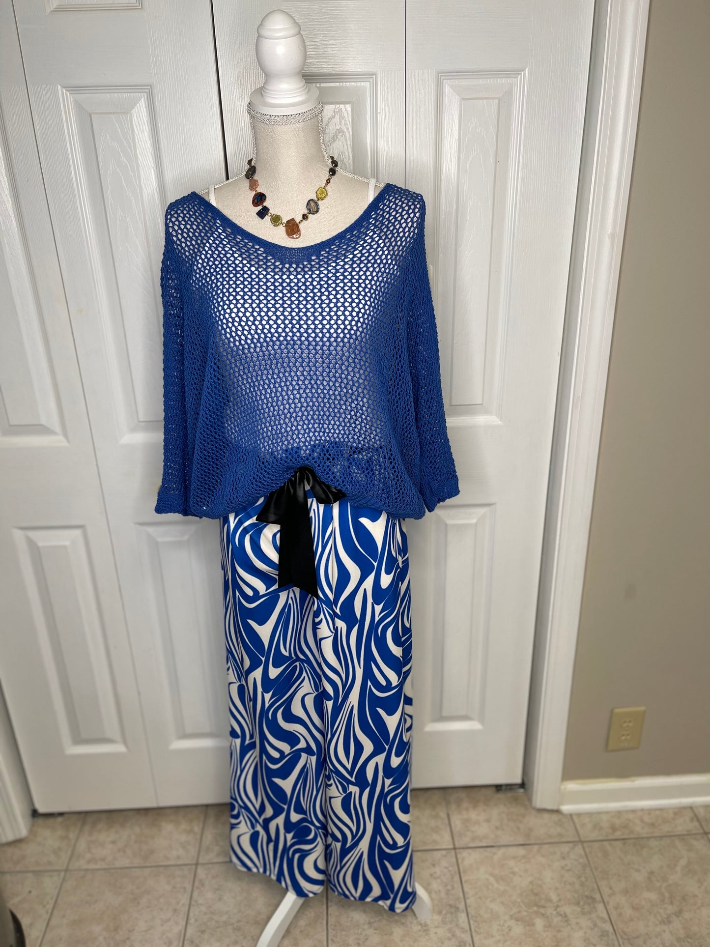 ROYAL ZEBRA PRINT WIDE LEG PANT