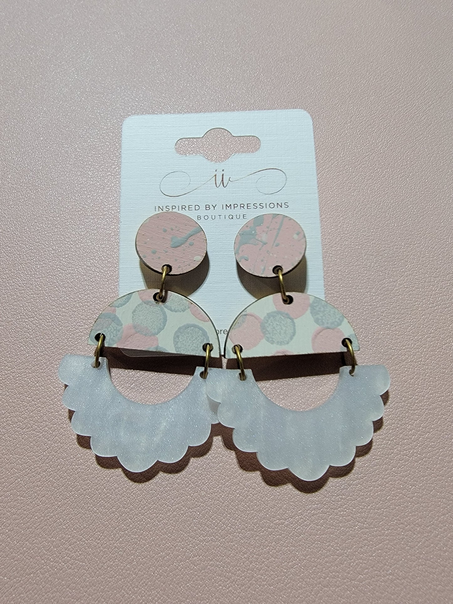 Audrey Hand Painted Pink and Gray Dangles