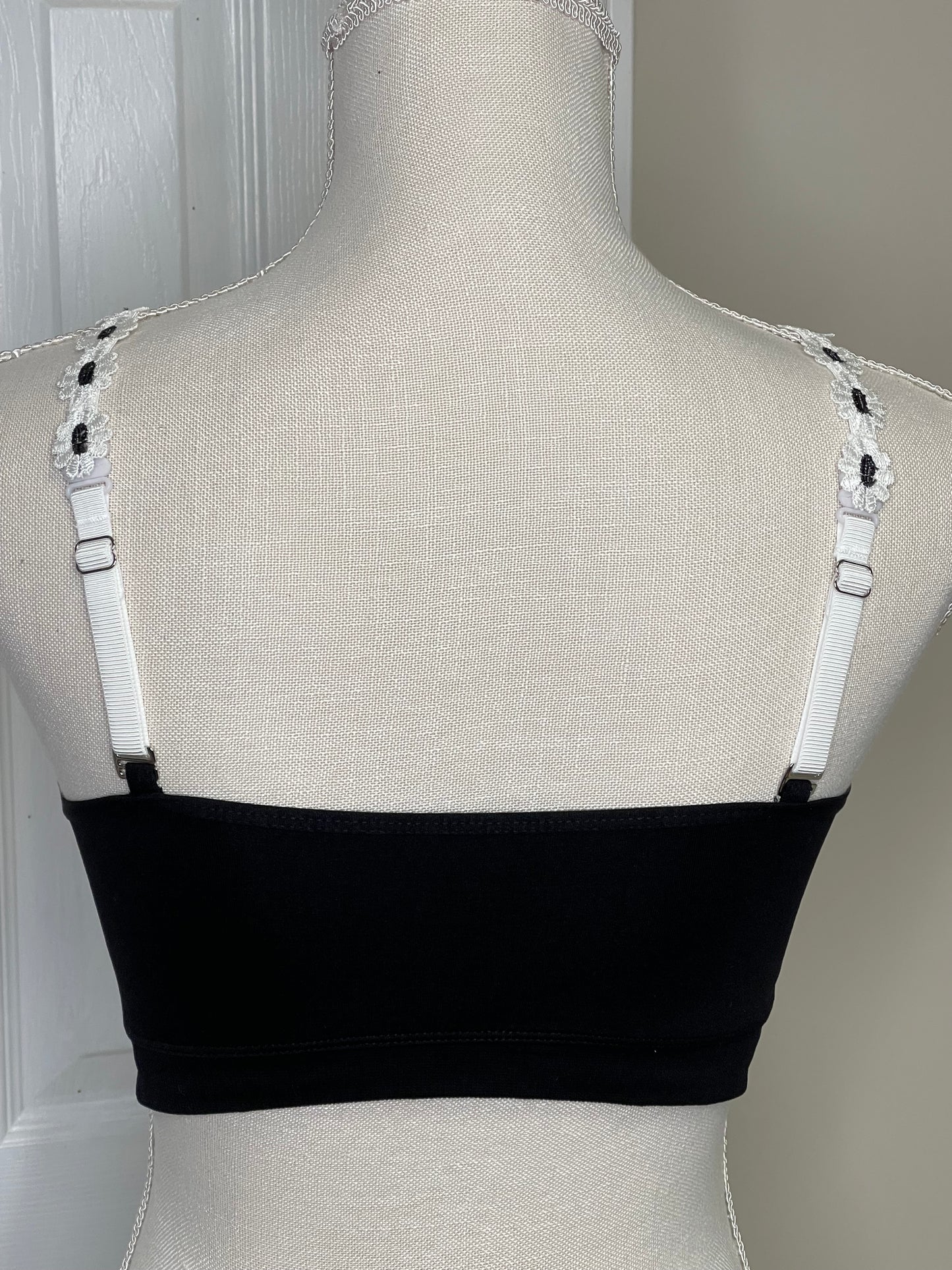 STRAP-IT BRA White or Black Bra w/B&W Flowers